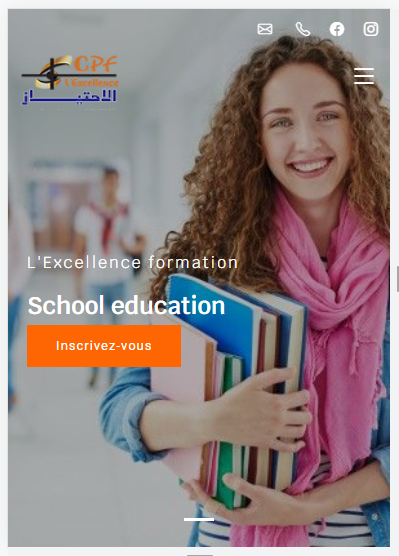 Mobile view of Excellence education website