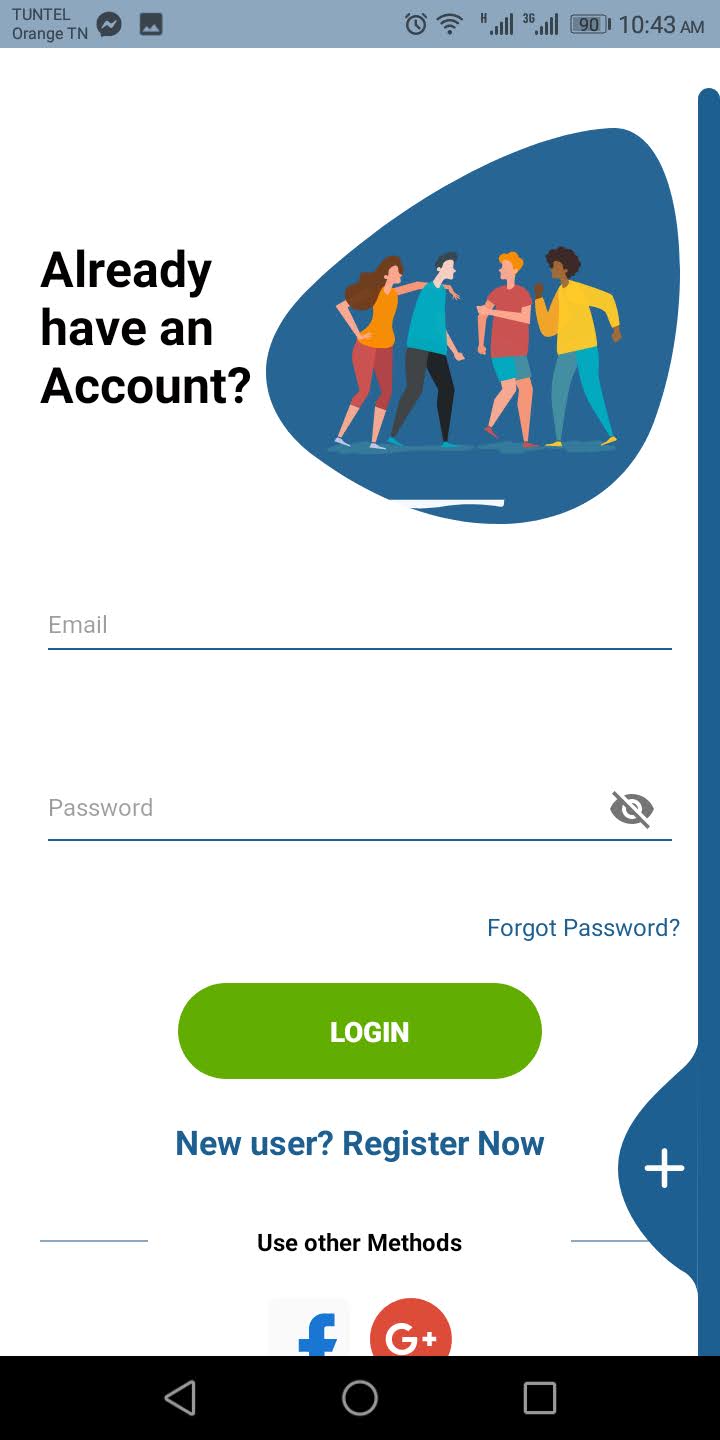 Login page of Mobile App